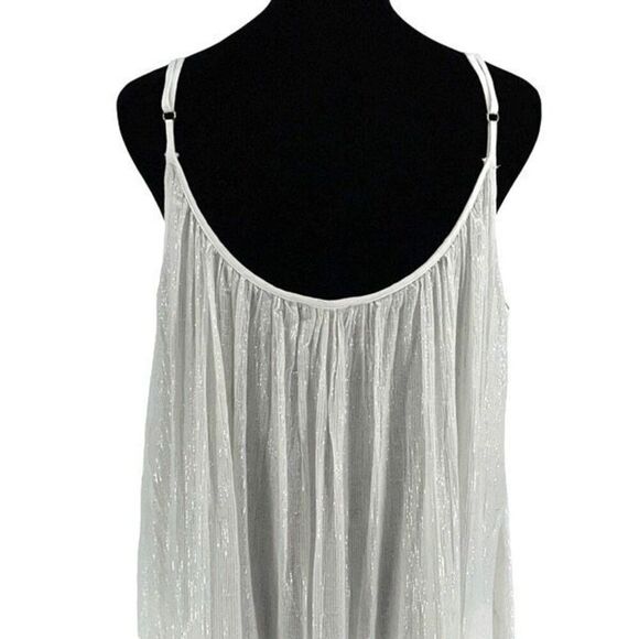 Debbie Katz‎ Womens Tierred Pleated Sleeveless Boho Maxi Dress White Silver Size - Picture 5 of 7